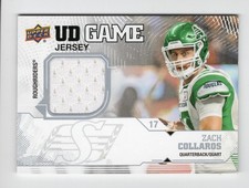 2019 UD CFL Game Jersey Zach Collaros GP-ZC Saskatchewan Roughriders Cincinnati