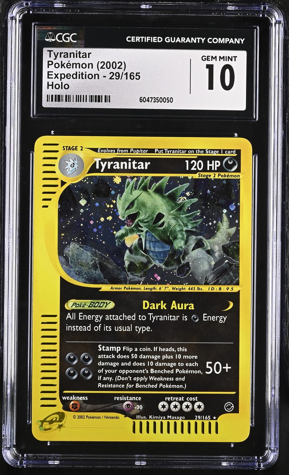 CGC 10 GEM MINT Tyranitar 2002 Expedition 29/165 Holo Pokemon Card 