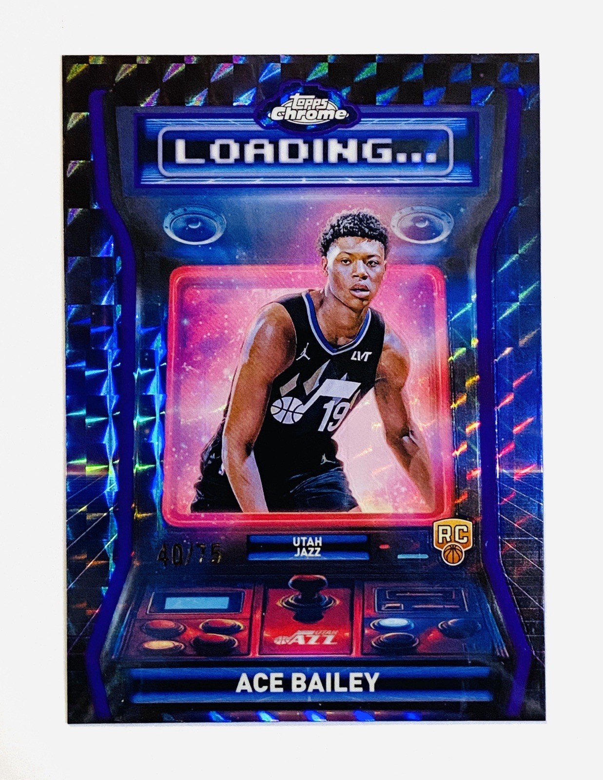 2025-26 Topps Chrome Ace Bailey #LD-14 Loading Purple Geometric RC /75