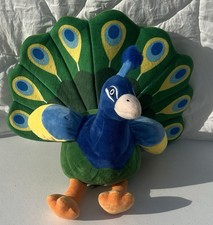 Peacock Plush Stuffed Animal Blue Green Colorful Bird 17"