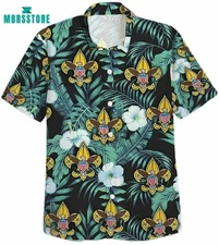 Boy Scout Cotton Casual Button Down Short Sleeves Father8217s Day Hawaiian Shirt