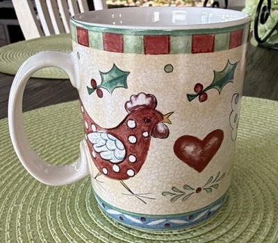 222 Fifth ''Twelve Days of Christmas'' stoneware mug''Three French Hens  3rd Day