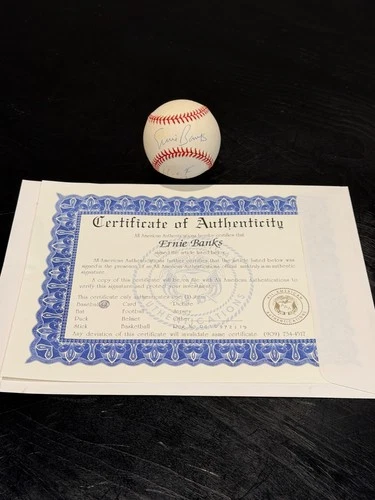 Ernie Banks Signed Baseball with COA