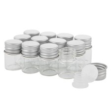 Cadbibe 5ml Glass Vials with Screw Caps and Plastic Stoppers, Small Clear Liq...