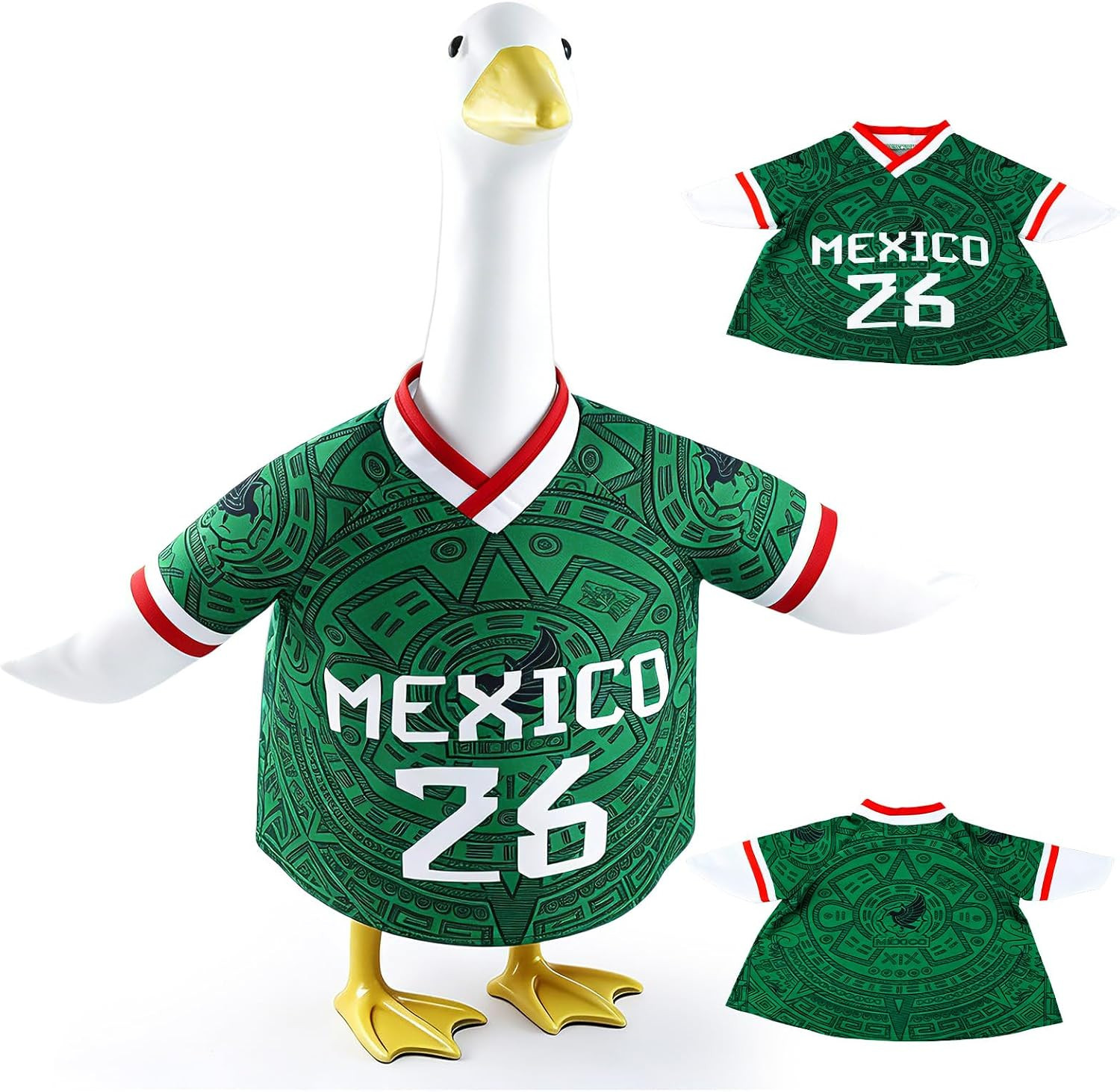 Porch Goose Outfit for Soccer, 23" Porch Goose Statue Clothes, Mexican Flag Jers