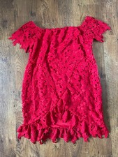 Ax Paris Curve Red Lace Off Shoulder Dress uk 30 eur 58