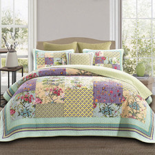 Yayiday Quilts Queen Size Patchwork Bedspread Set - 100 Cotton Reversible