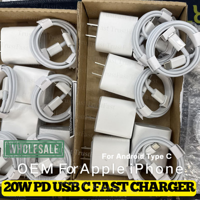 Lot For iPhone 11 12 13 14 15 16 17 USB C Wall Charger Block 20W PD Type C Cable