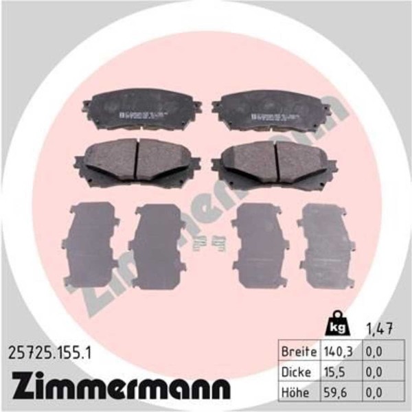 Zimmermann BremsbeläGe Bremsbelegsatz Vorne FüR Mazda 6 Kombi-image