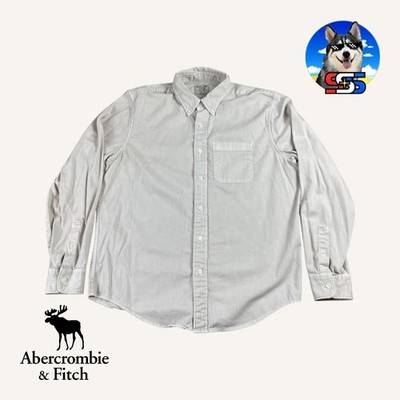 Y2K Abercrombie & Fitch Thick Long Sleeve Button Up Shirt Men's XL Off-white