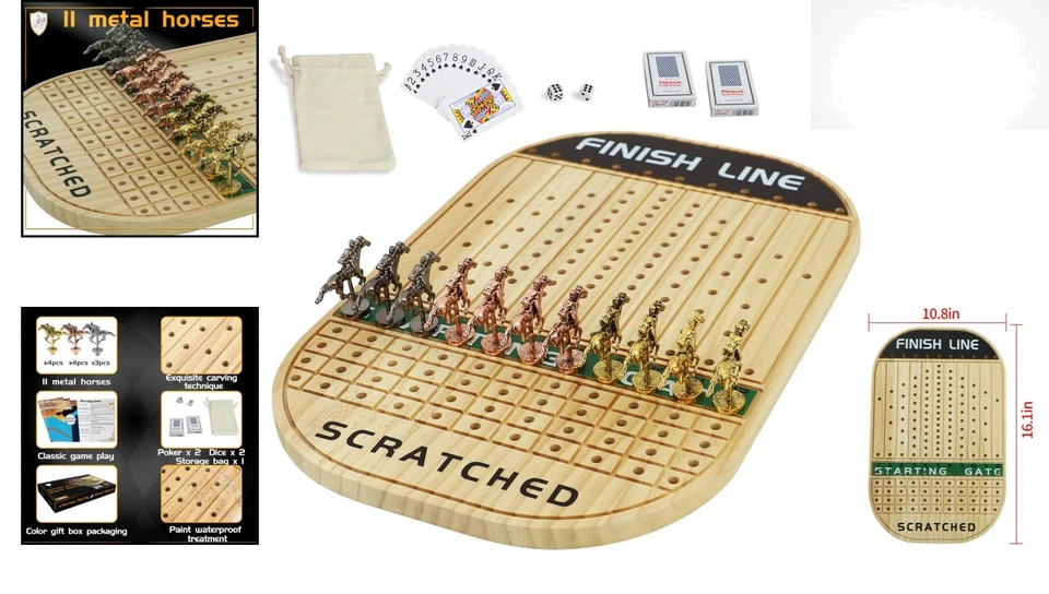 Emocionante juego de carreras de caballos con 11 caballos de metal - Perfecto para reuniones familiares Foto 2 de 4