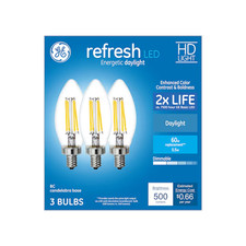 GE Refresh LED Lightbulbs-60w-Crystal Clear-BC-Daylight-3 Bulbs