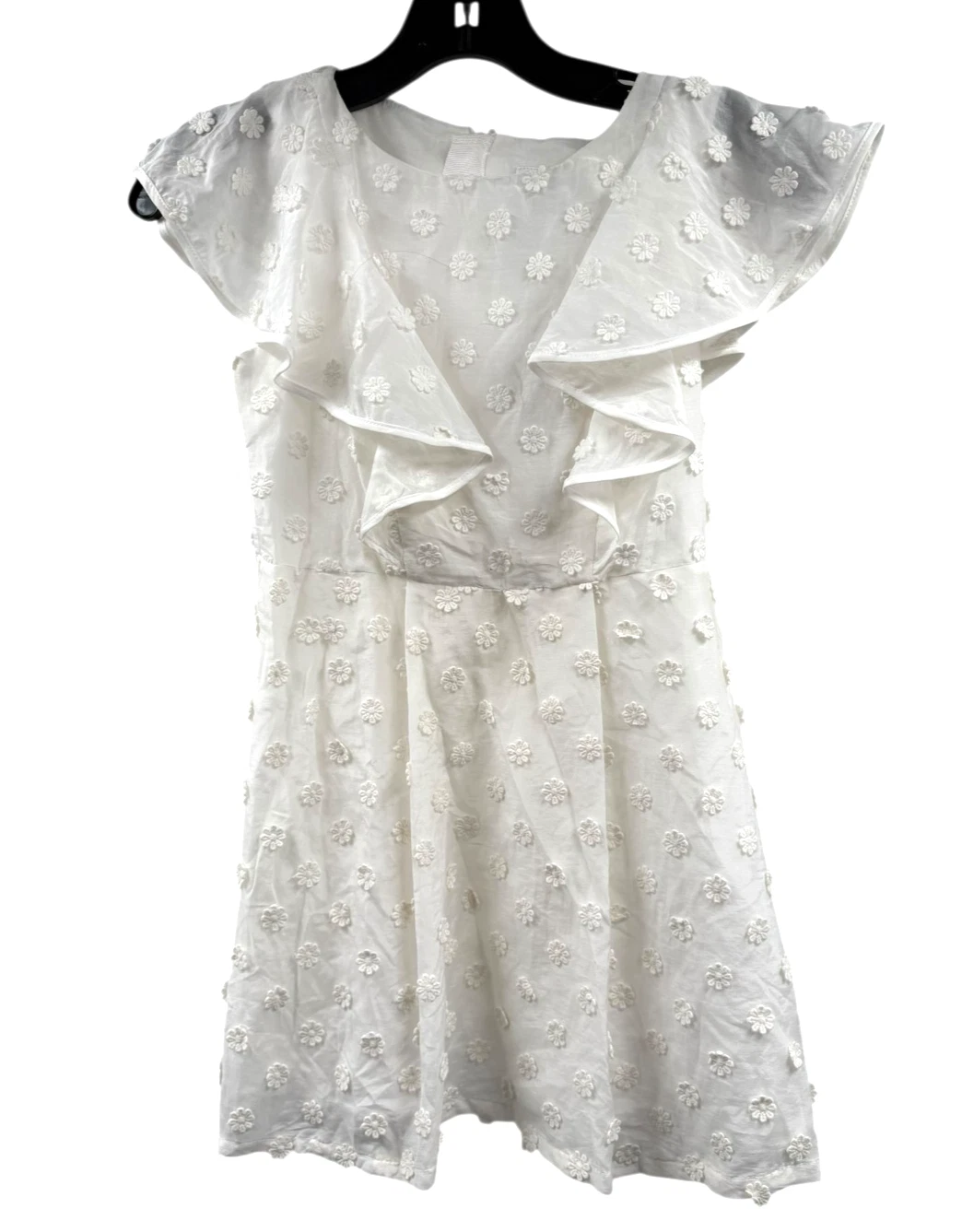 Milly Minis White Cotton Ruffle Floral Kids Girls Size 8 Dress NWT