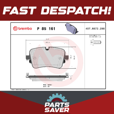 Brake Pads Set fits AUDI Q8 4MN 4.0 Rear 2019 DHUB Brembo 4KE698451A 4M0698451BM