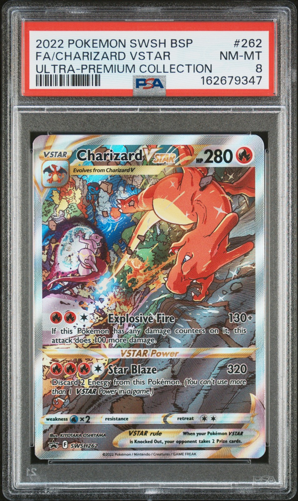 2022 POKEMON SWSH BLACK STAR PROMO #262 FULL ART/CHARIZARD VSTAR PSA 8