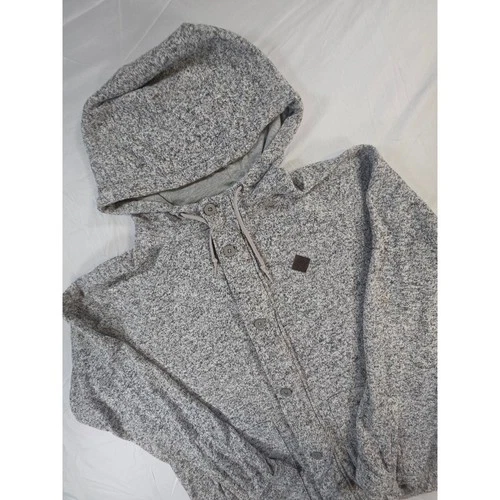Vans Off The Wall Mens Large Grey Marl Hooded Button Up Knit Jacket Hoodie - product listing photo