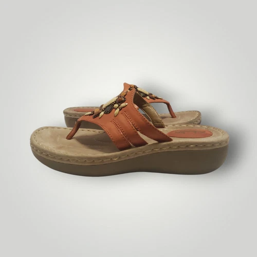 Sandali Clarks Artigianali Pelle Stone Thong Arancione Tg 7M Boho Casual Comfort