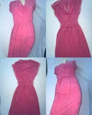 VTG 70s 80s WOMENS S PINK VELOUR TERRY TOWEL BEACH VACATION SPORTS DRESS