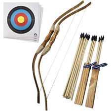 Adventure Awaits 2-Pack Handmade Wooden Bow and Arrow Set 20 Wood Arrows ...