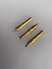 Vintage Midland Bank Series No. 128 Gold Plated Dip Pen Nibs, NOS Three Nibs