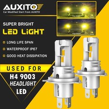 AUXITO H4 9003 HB2 LED Headlight Bulbs Conversion Kit High Low Beam Amber CANBUS