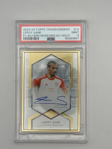 Leroy Sane Oncard Auto /15 2023-24 Topps FC Bayern Transcendent PSA9