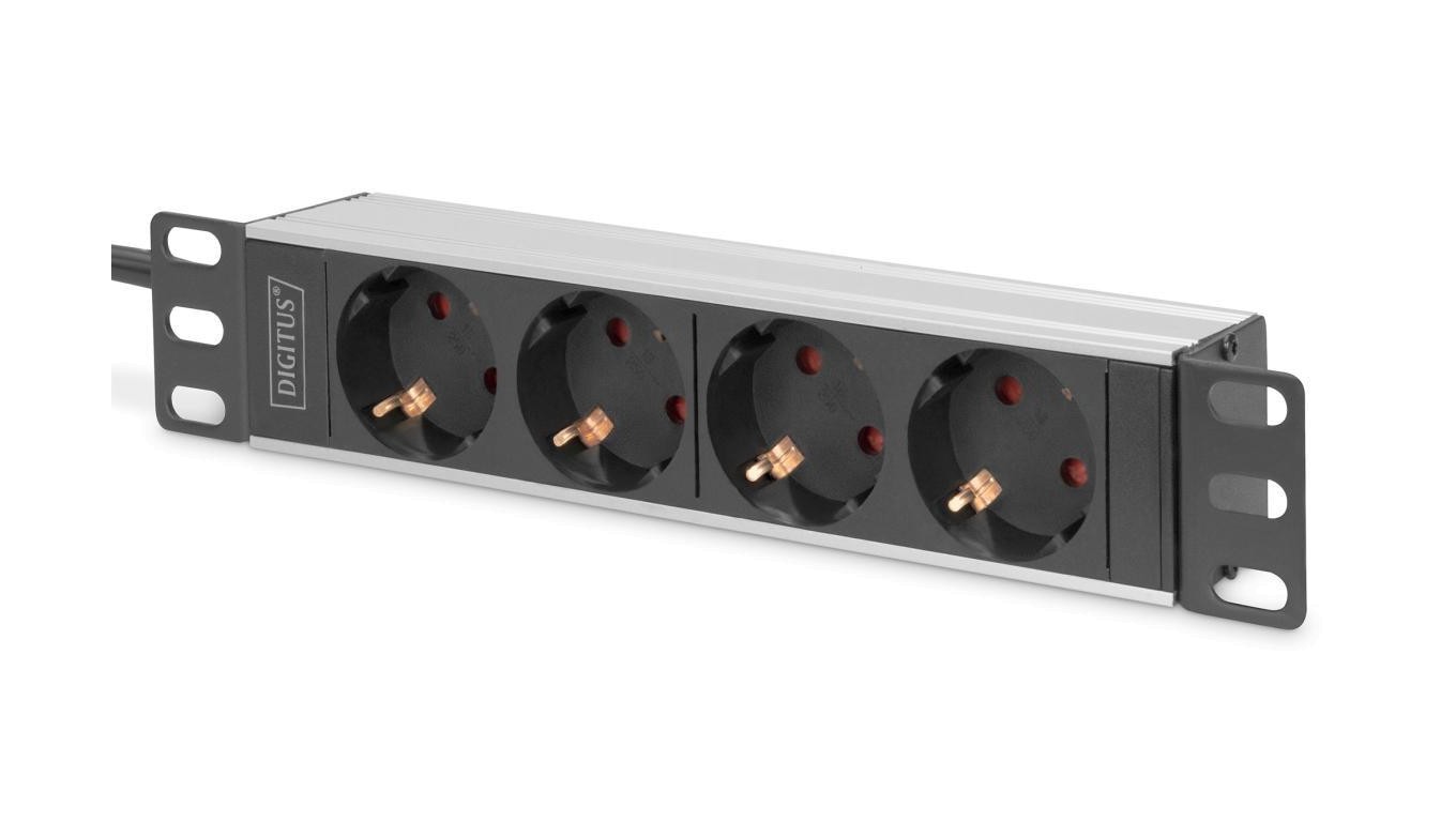 Multiprise Digitus 10" 4 prises Type F compacte aluminium 2 m câble - Image 2