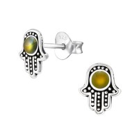 O&S Stimmung Ohrringe Silber 925 Mood Ohrstecker Hamsa Fatima Hand Farbwechsel