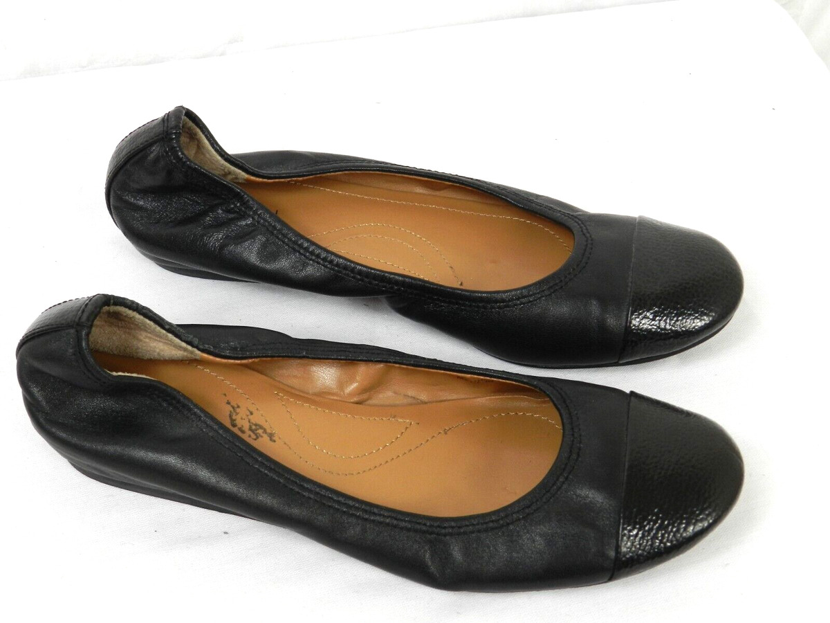 Tahari Carly Ballet Flat Shoe Womens M Black Leather Slip On