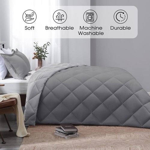 Modern Twin Bed Comforter Set - Reversible Grey/Charcoal for -Round Comfort - Picture 4 of 10
