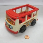Vintage Fisher Price 1969 Mini Bus #141 Little People Retro Red Camper Van #1