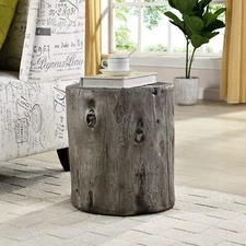 Gray Arbor Log Table, American Crafted, Weathered Gray, 15 x 14 x 17,Grey