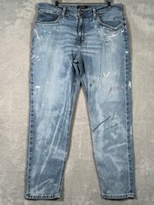 Lauren Ralph Lauren Jeans Womens 12 Blue Painted Distressed Relaxed Tapered
