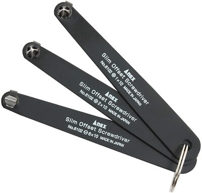 ANEX 6102-T Ultra Low Slim Offset Schraubendreher 3P Set Werkzeug