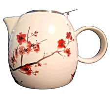 TEAFORT Cherry Blossom Teapot PUGG 24 OZ CERAMIC LOOSE LEAF INFUSER