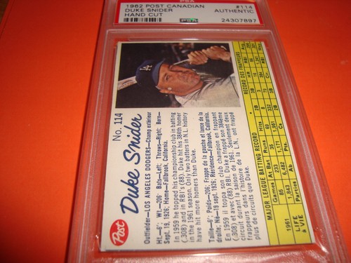 Duke Snider [Hand Cut] #114 1962 Post Canadian card