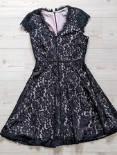 Festliches Kleid schwarz rosa H&M XS Gr. 36 Spitze