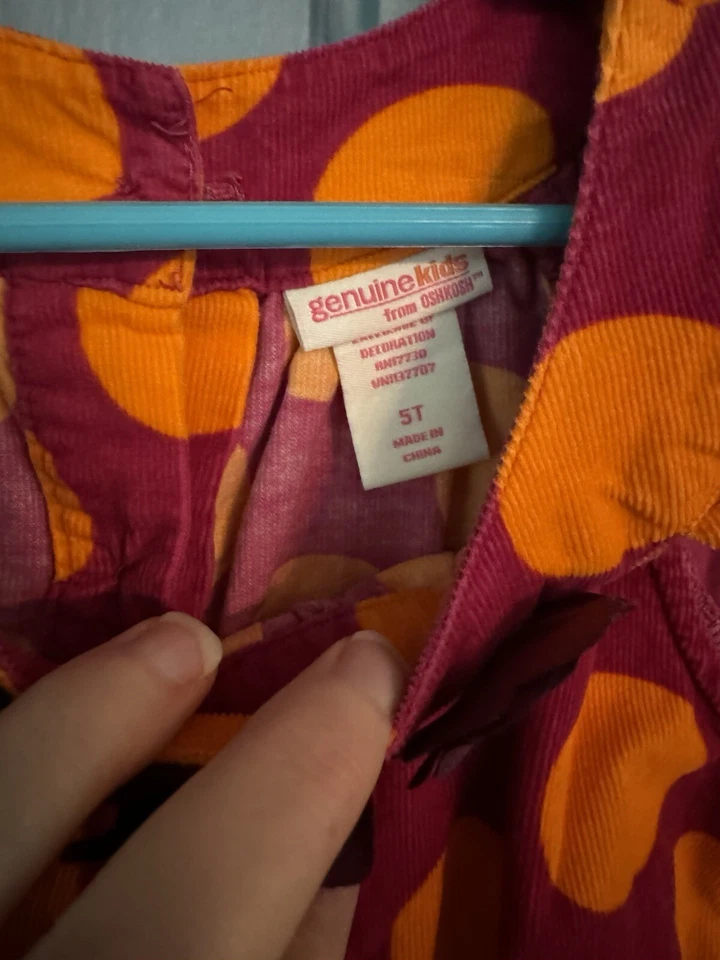 Niñas 5T Oshkosh Vestido Naranja y Borgoña Fino Pana Usado en Excelente Condición Foto 3 de 4