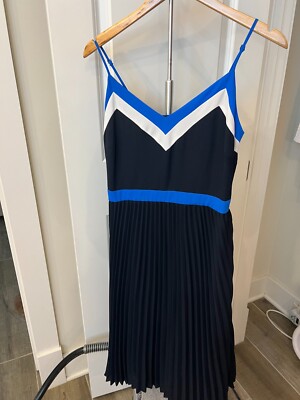 Banana Republic Womens Size 4 Blue Pleated Dress Sleeveless | eBay
