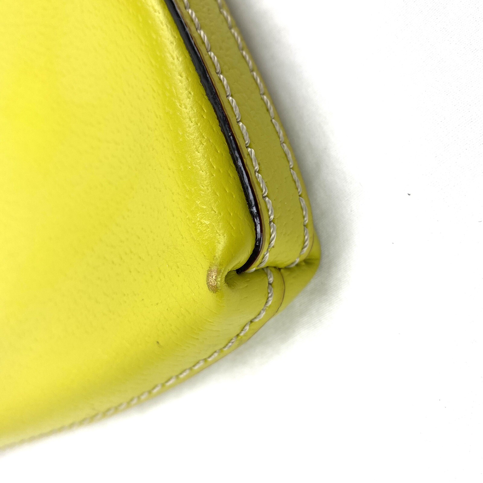 Kate Spade Mustard Yellow Leather Purse Handbag Bag Silver Chain Handle