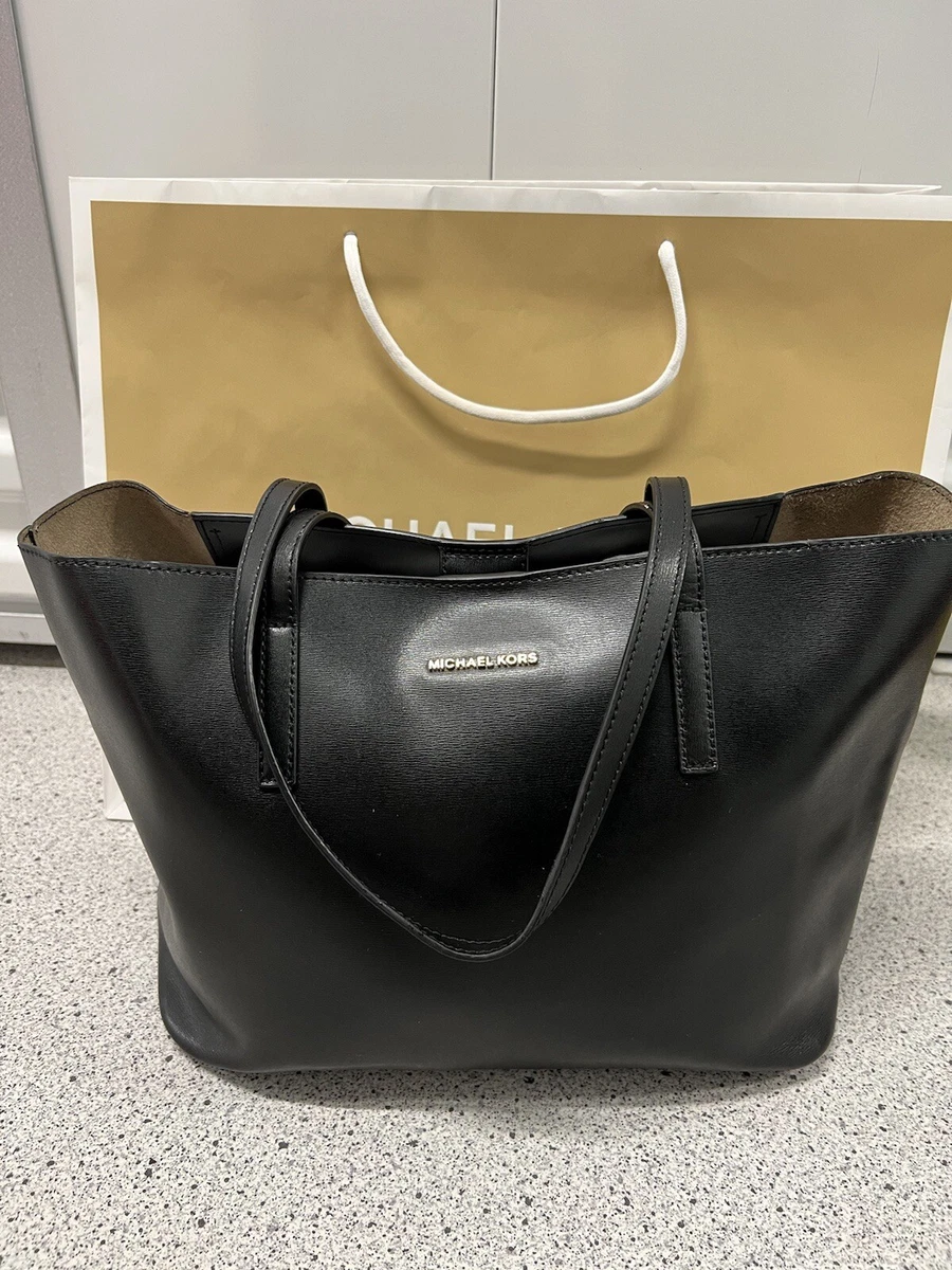 Michael Kors Black Leather Tote Bag With Dust Bag eBay