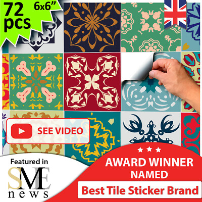Tile Stickers Kitchen Victorian Mosaic Tile Stickers Transfers Bathroom ...