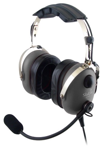 SL-900M grau SkyLite Aviation Pilot MP3 Headset mit Gel, GA Dual Stecker + kostenlose Tasche - Bild 1 von 7