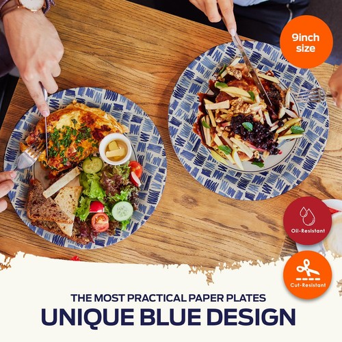 Premium Paper 9 Inch Plates Pack of 50 Heavy-Duty Disposable Dinner Plates| M... - Picture 2 of 5