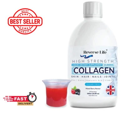 Reverse Life Marine Collagen Liquid Supplement Drink High-Strength 10,000mg