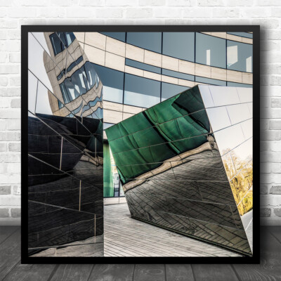 Abstrakter reflektierender quadratischer Wandkunstdruck Fenster Gebäude Architekt
