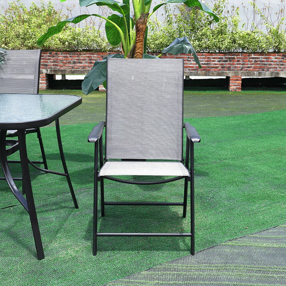 2 4 6x Folding Garden Chairs Outdoor Lounge Armchair Seat Yard