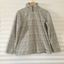 Eddie Bauer Women  s Quarter Zip Pullover Fleece Jacket Gray Snowflake Size M