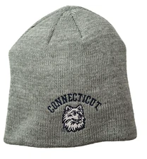Connecticut UConn Huskies NCAA Team Logo Cuff-less Knit Gray Beanie Winter Hat