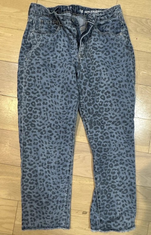 Gap Kids Girls Size 18 Leopard Animal Print Girlfriend Jeans Lightweight Denim